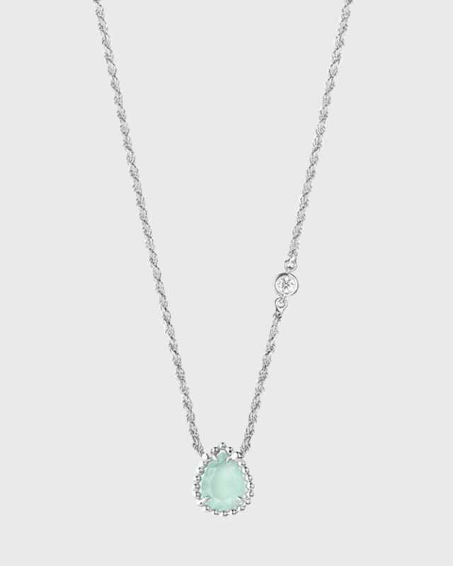 Serpent Boheme Extra Small Aquaprase Necklace in White Gold